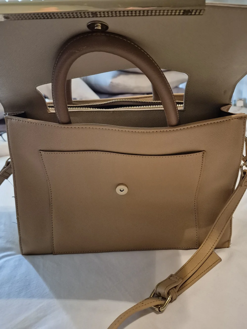 Steve Madden Two-Tone Tan & Beige Top-Handle Bag